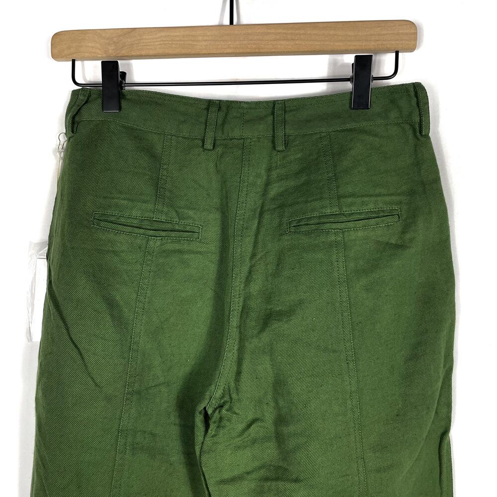 Apiece Apart Palma Chill Pant Bottle Green Linen High Rise‎ Straight Leg Sz 0 - Picture 14 of 15